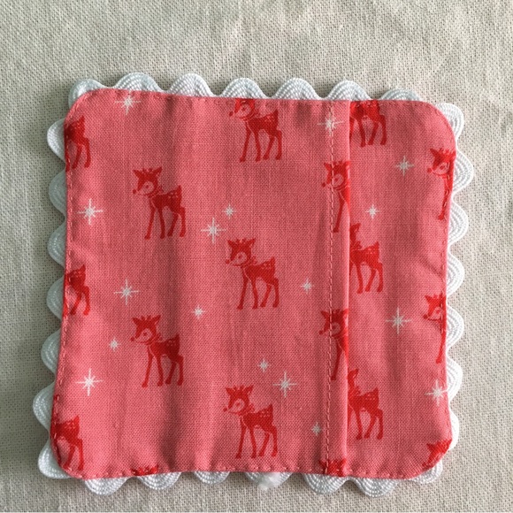 ✨Pink Mid-century Modern Reindeer Coasters, Hand Made Set of 2✨ - Picture 10 of 13